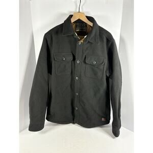 JACHS New York Men’s Fleece Lined Shirt Jacket Coat Medium Black Button Front
